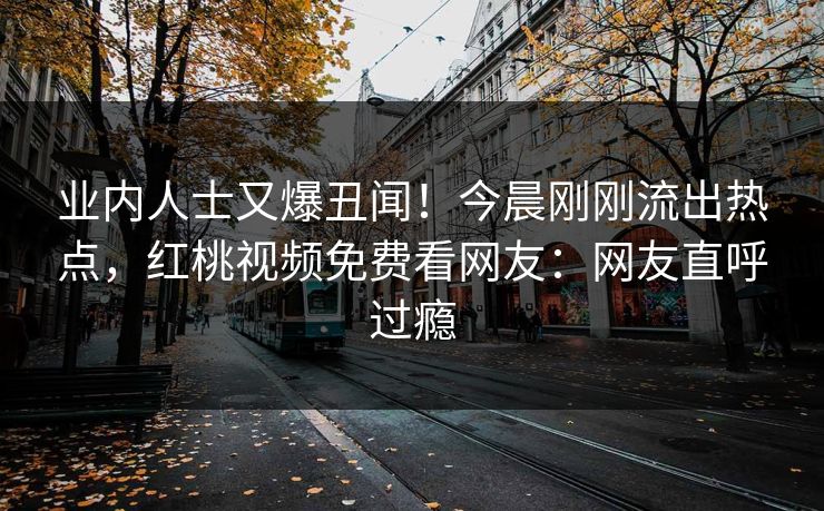 业内人士又爆丑闻！今晨刚刚流出热点，红桃视频免费看网友：网友直呼过瘾