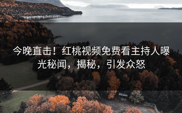 今晚直击！红桃视频免费看主持人曝光秘闻，揭秘，引发众怒