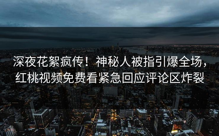 深夜花絮疯传！神秘人被指引爆全场，红桃视频免费看紧急回应评论区炸裂